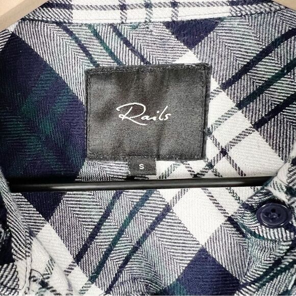 Rails Dylan Relaxed Fit Plaid Long Sleeve Button Down Crop Shirt Size Small - Picture 5 of 10